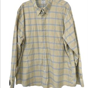 Brooks Brothers Yellow and Blue Striped Button Up Regent Fit-XXL